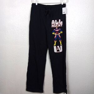 Men's Pajama Bottoms Medium Black My Hero Academia Sleep Lounge Pants All Might